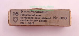 Waffen-&Munitionswerke Thun CH Pistolenpatronen 9mmLuger/Parabellum/9x19