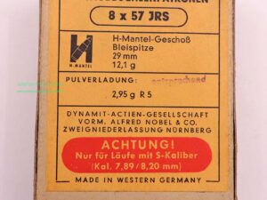 RWS (WZd.Fa.Rottweil) Büchsenpatronen 8x57JRS