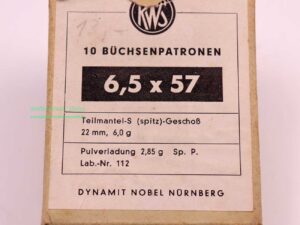 RWS (WZd.Fa.Rottweil) Büchsenpatronen 6,5x57