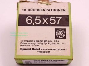 RWS (WZd.Fa.Rottweil) Büchsenpatronen 6,5x57