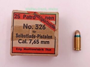 Waffen-&Munitionswerke Thun CH Pistolenmunition 7,65mmBrowning/.32ACP
