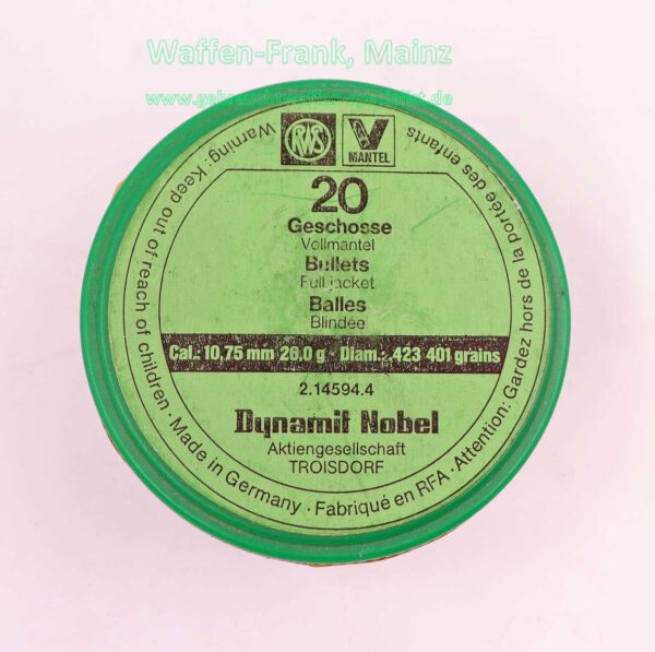 RWS (WZd.Fa.Rottweil) Büchsengeschosse 10,75mm (.423)