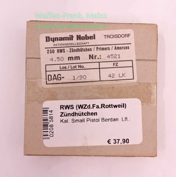 RWS (WZd.Fa.Rottweil) Zündhütchen Small Pistol Berdan