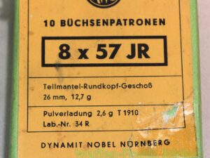 RWS (WZd.Fa.Rottweil) Büchsenpatronen 8x57JR 12,7 g TMR