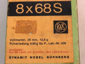 RWS (WZd.Fa.Rottweil) Büchsenpatronen 8x68S