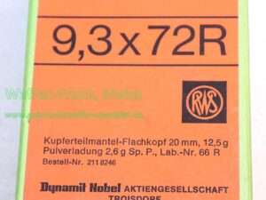 RWS (WZd.Fa.Rottweil) Büchsenpatronen 9,3x72R