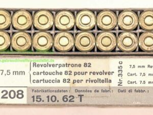 Waffen-&Munitionswerke Thun CH Revolverpatronen 7,5 Schweiz. Ord. / M82