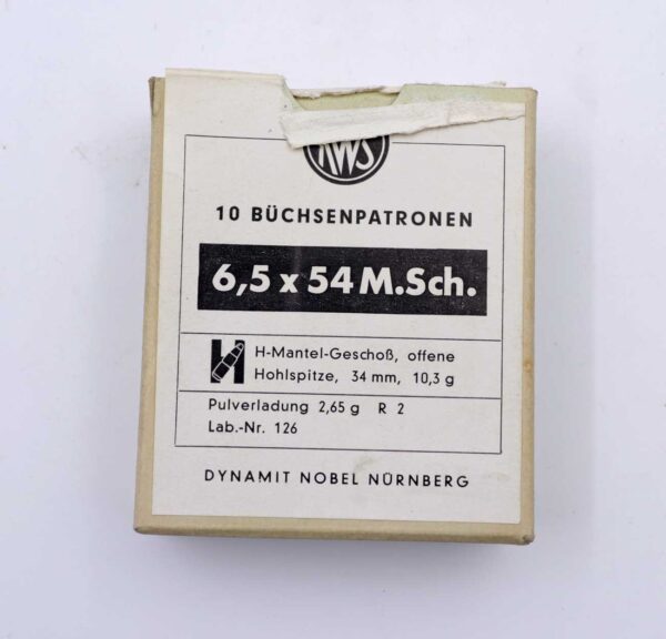 RWS (WZd.Fa.Rottweil) Büchsenpatronen 6,5x54M.Schönauer