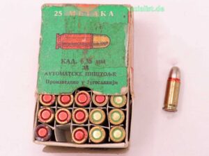 Jugoslawisch unbekannt Pistolenmunition 6,35mmBrowning/.25ACP