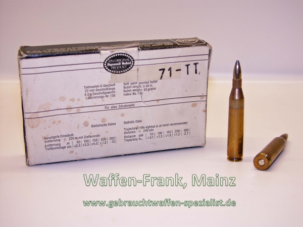 RWS (WZd.Fa.Rottweil) 93 gr. / 6,0 g TM noch mit Flußstahlmantel 6,5x68 – Bild 2