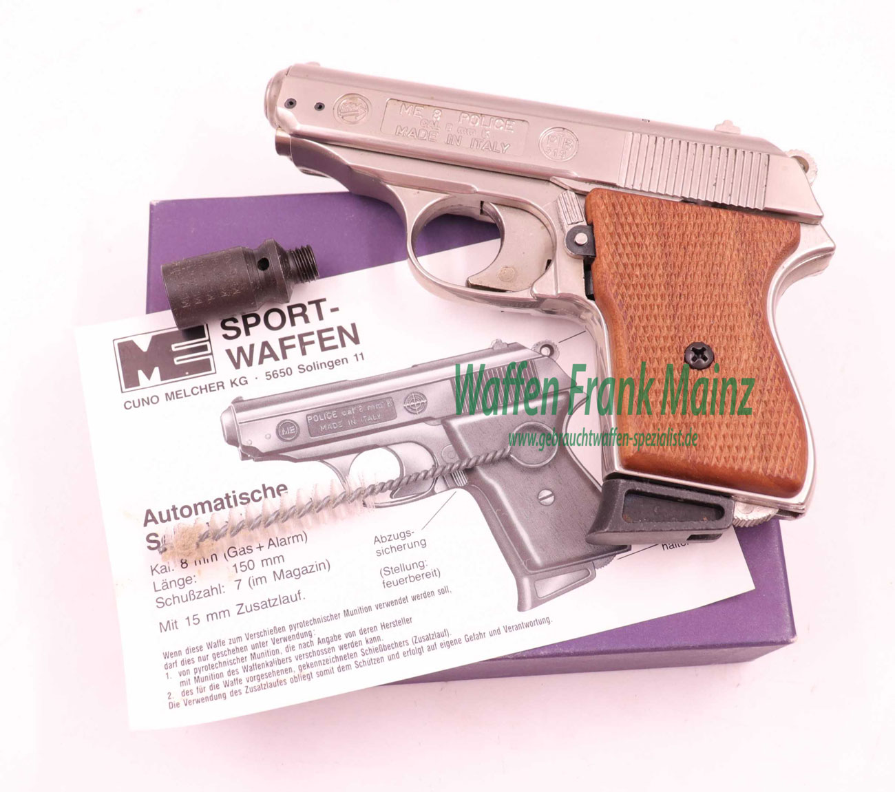 Melcher Cuno, Solingen Mod. Police/PPK verchromt 8mmKnall