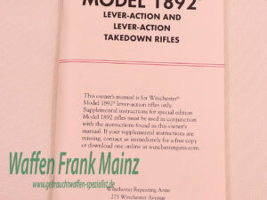Winchester - USA Bedineungsanleitung Mod. 1892