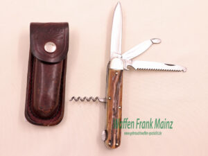 Wingen A., Solingen, Schutzmar Jagd-Klappmesser 4-teilig mit Gürteltasche